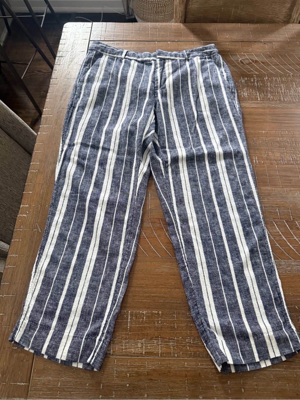 Banana Republic Navy and White Vertical Stripe Joggers